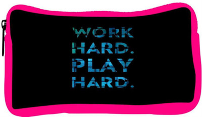 

Snoogg Eco Friendly Canvas Work Hard Play Hard Student Pen Pencil Case Coin Purse Pouch Cosmetic Makeup Bag (PINK) Pouch(Multicolor)