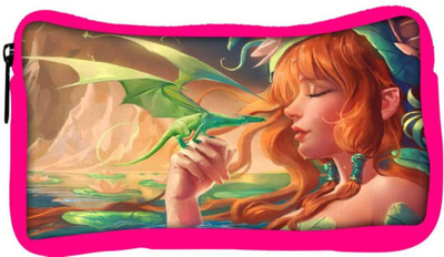 

Snoogg Eco Friendly Canvas Dragon Angel Student Pen Pencil Case Coin Purse Pouch Cosmetic Makeup Bag (PINK) Pouch(Multicolor)