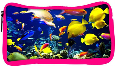 

Snoogg Eco Friendly Canvas Multicolor Fishes Designer Student Pen Pencil Case Coin Purse Pouch Cosmetic Makeup Bag (PINK) Pouch(Multicolor)