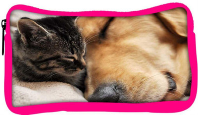 

Snoogg Eco Friendly Canvas Dog And Cat Sleeping Designer Student Pen Pencil Case Coin Purse Pouch Cosmetic Makeup Bag (PINK) Pouch(Multicolor)