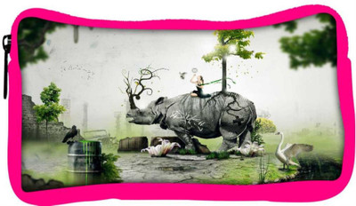 

Snoogg Eco Friendly Canvas Abstract Rhino Designer Student Pen Pencil Case Coin Purse Pouch Cosmetic Makeup Bag (PINK) Pouch(Multicolor)