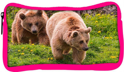 

Snoogg Eco Friendly Canvas Walking Bear Designer Student Pen Pencil Case Coin Purse Pouch Cosmetic Makeup Bag (PINK) Pouch(Multicolor)