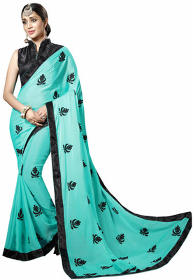RJB Embroidered Bollywood Georgette Saree(Light Blue)
