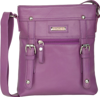 

AspenLeather Women Casual Purple Genuine Leather Sling Bag