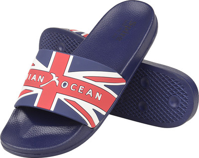 

ILU Men's Casual Blue Rubber Slide Slippers Size- Slides