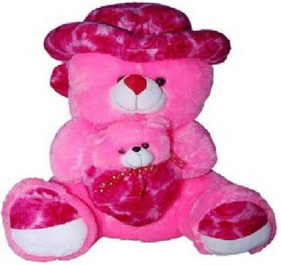 

Samayra Toys Pink Mother Baby Teddy Bear with Cap 2 Feet - 60 cm(Pink)
