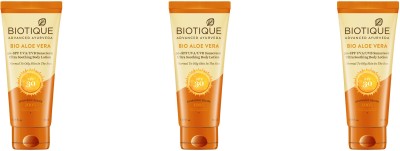 BIOTIQUE Sunscreen - SPF 30+ Bio Aloe Vera 30+ SPF UVA/UVB Sunscreen Ultra Soothing Body Lotion-50ml (Pack of 3)(50 ml)