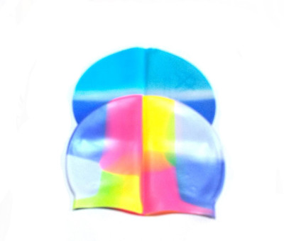 

mk 2 QTY High Quality Swimming Cap Swim Head Cover Hair Protection, Size- 19/19 cm Swimming Cap(Multicolor, Pack of 2)
