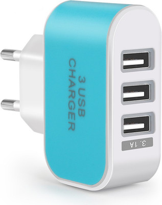 

Electrucious Wall Charger Adapter Multiple 3.1A - 5V Travel Charger 3 USB Ports for all smartphones USB Adapter(Blue)