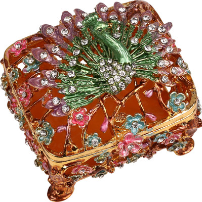 

shivika enterprises Stone Stud Peacock Engagement Ring Box For Occasions Like Ring Ceremony Jewellery Vanity Box(Multicolor)