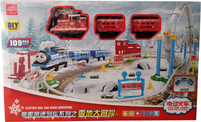 

Montez Electric Rail Car Snow Adventure With 360 Degree Rotation 109 PCS Train and Track Set(multicolor)