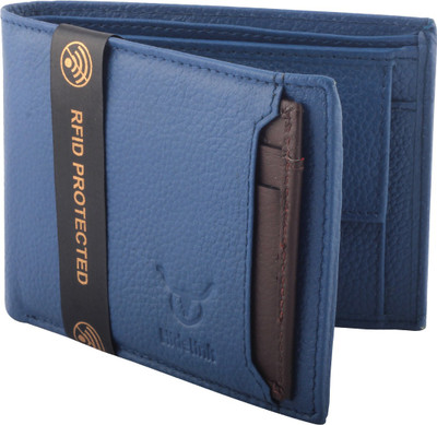 

Hidelink Men Casual Blue Genuine Leather Wallet(6 Card Slots)