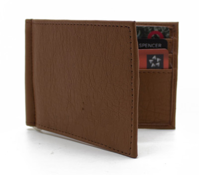 

NIetz Men Tan Genuine Leather Money Clip(6 Card Slots)