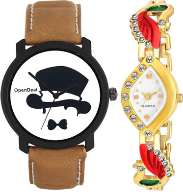

OpenDeal Stylish Designer Couple Combo Pack 2 Leather & Metal Belt Watch For Men & Women ODPW18BOOM Watch - For Couple
