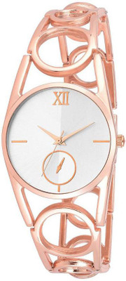

Varni Retail Designer White Dial Rose-Gold Metal Strap Bracelet Style Girls Watch For Women Watch - For Women