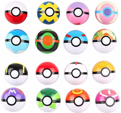 

ZenShanti Pokemon Pokeball with Random Pokemon Inside Anime Action Figures | 16pc set 5cm(Multicolor)