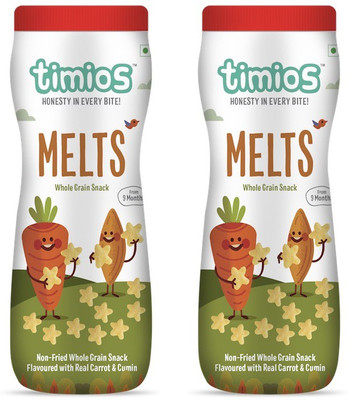 

timios MELTS - Carrot & Cumin 9+ Months 100% Natural & Healthy Snacks Pack of 2 Baby Finger Foods 100 g
