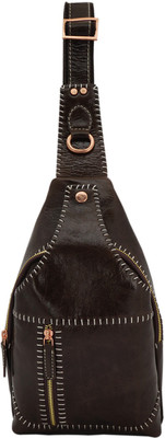 

Ayesha Leather Works Hand made Hand Stitching Italian Leather Business Casual Brown Shoulder Cross Body Bag, Exclusively Designed in Full Grain leather with Crunch finish 0.3 L Backpack(Brown)