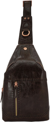 

Ayesha Leather Works Hand made Hand Stitching Italian Leather Business Casual Dark Brown Shoulder Cross Body Bag, Exclusively Designed in Full Grain leather with Crunch finish 0.3 L Backpack(Brown)