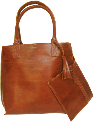

Creativity Creations Genuine Leather Tote Bag with Small Purse Waterproof Shoulder Bag(Brown, 17 inch)