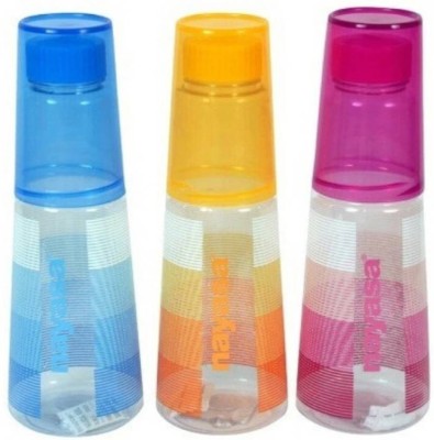 NAYASA glass water bottle 1000 ml pack 3 ml Bottle(Pack of 3, Multicolor, Blue, Yellow, Plastic)