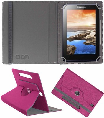 ACM Book Cover for Lenovo A7-30 (A3300-Hv) Designer Rotating Case(Pink)