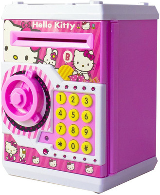 

IndusBay Money Safe Bank ATM Hello Kitty Electronic Piggy Bank with changeable Password Lock Digital Savings Safe for Coins and Notes Coin Bank(Pink)