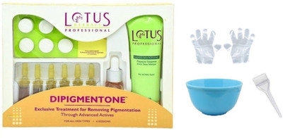 

Lotus Professional Dipligmentone Facial Kit + Mixing Bowl + Brush + 1 Pair Gloves(Set of 4)