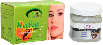 

Pink Root Herbal Bleach 250g, Charcoal Mask 500ml(Set of 2)