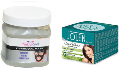 

Jolen Aloe Vera Crème Bleach 35g, Pink Root Charcoal Mask 500ml(Set of 2)