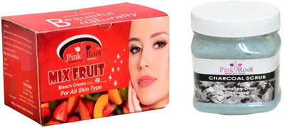 

Pink Root Mix Fruit Bleach 250g, Charcoal Scrub 500ml(Set of 2)
