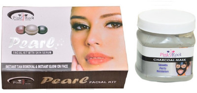 

Pink Root Pearl Facial Kit 83g, Charcoal Mask 500ml(Set of 2)