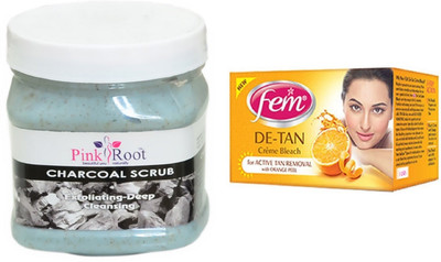 

Fem De-Tan Crème Bleach 30g, Pink Root Charcoal Scrub 500ml(Set of 2)