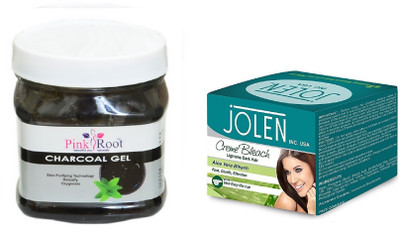 

Jolen Aloe Vera Crème Bleach 35g, Pink Root Charcoal Gel 500ml(Set of 2)