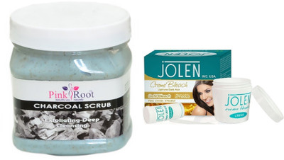 

Jolen Gold Crème Bleach 35g, Pink Root Charcoal Scrub 500ml(Set of 2)