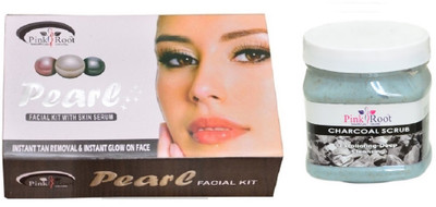 

Pink Root Pearl Facial Kit 83g, Charcoal Scrub 500ml(Set of 2)