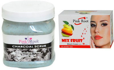 

Pink Root Mix Fruit Bleach 50g, Charcoal Scrub 500ml(Set of 2)