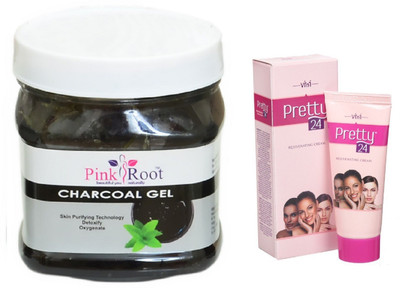 

Pink Root Charcoal Gel 500ml, Pretty24 Rejuvenating Cream(Set of 2)