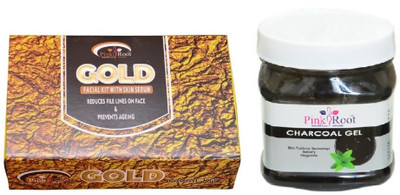 

Pink Root Gold Facial Kit 83g, Charcoal Gel 500ml(Set of 2)
