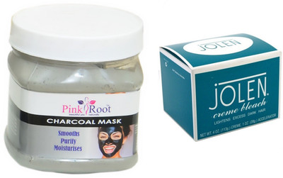 

Jolen Crème Bleach 35g, Pink Root Charcoal Mask 500ml(Set of 2)