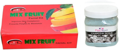 

Pink Root Mix Fruit Facial Kit 83g, Charcoal Scrub 500ml(Set of 2)