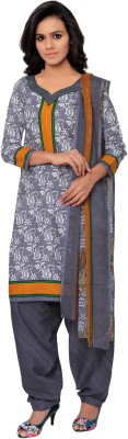 

BanoRani Cotton Polyester Blend Printed Salwar Suit Dupatta Material(Un-stitched), Purple