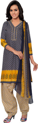 

BanoRani Cotton Polyester Blend Printed Salwar Suit Dupatta Material(Un-stitched), Blue