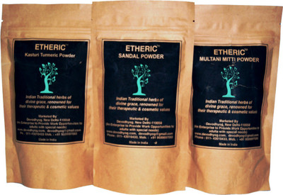 

Etheric Combo Pack for Glowing Skin( Sandal+Kasturi Turmeric+Multani Mitti)(300 g)