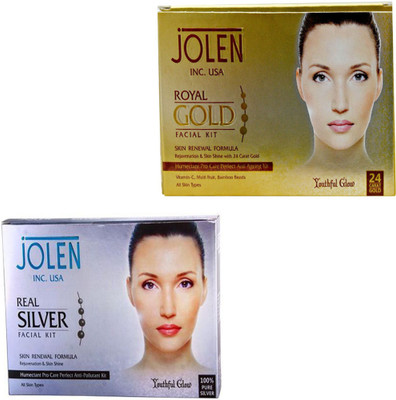 

Jolen ROYAL GOLD FACIAL KIT 50 GM + REAL SILVER FACIAL KIT 50 GM 50 g(Set of 2)
