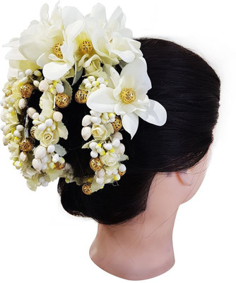 RAAYA Hair Juda Gajra Accessories For Women Wedding Bun, Bun Clip(White)