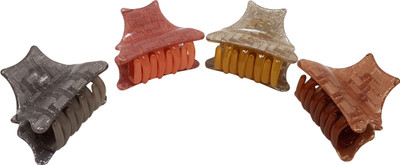 

Evolution Medium Claw Clips Star Shape Glitter Champane Pack of 4 Hair Claw(Multicolor)