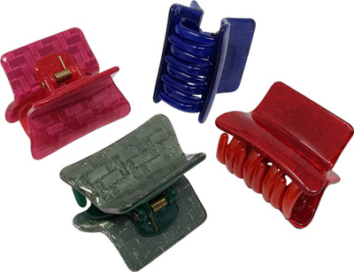 

Evolution Medium Claw Clips Square Grip Block Print Glitter Trendy Pack of 4 Hair Claw(Multicolor)