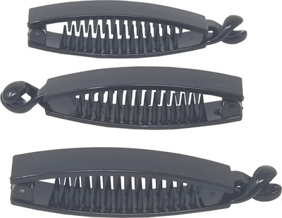 

Evolution Medium Banana Clips Big Comfot Grip 4 inch Glossy Black Pack of 3 Banana Clip(Black)