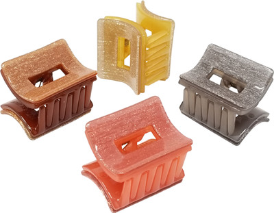 

Evolution Medium Claw Clips Rectangle Grip Glitter Champane Pack of 4 Hair Claw(Multicolor)